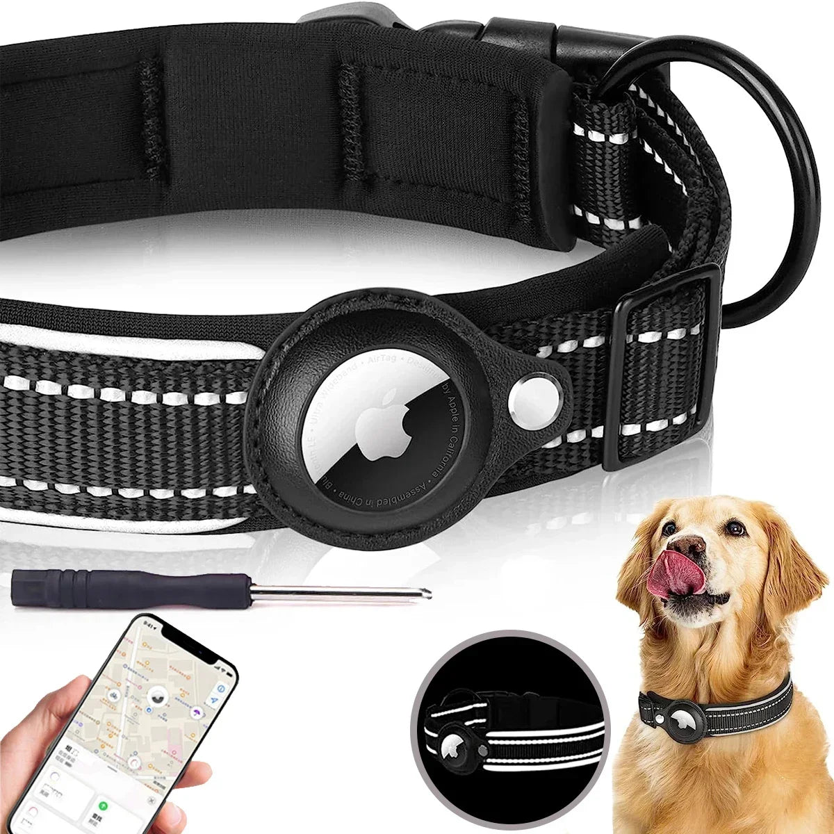 Collar - With Air Tag Holder Built In ( Air Tag Comes Separately ) - 2Tails