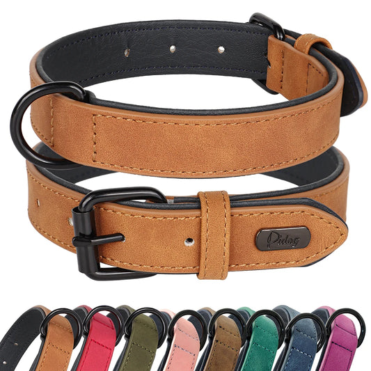Dog Collar - Leather Soft Padded - 2Tails