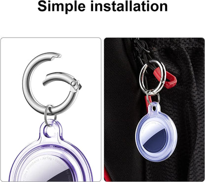 Waterproof Airtag Case simple installation with metal carabiner.